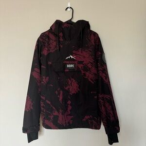 Men's Small Dope Snow Maroon and Black Pull Over Ski Snowboard Jacket